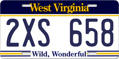 WV license plate 2XS658