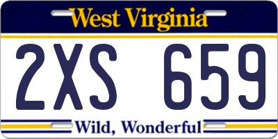 WV license plate 2XS659
