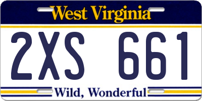 WV license plate 2XS661