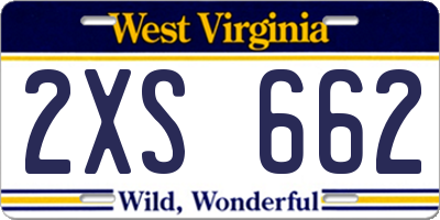 WV license plate 2XS662