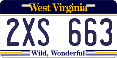 WV license plate 2XS663
