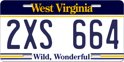 WV license plate 2XS664