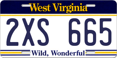 WV license plate 2XS665