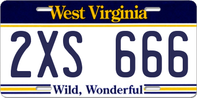 WV license plate 2XS666