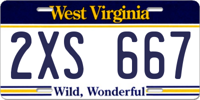 WV license plate 2XS667