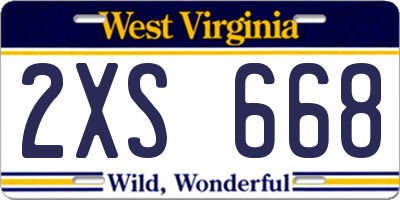 WV license plate 2XS668