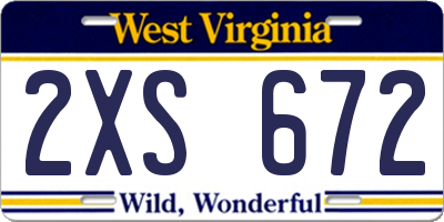 WV license plate 2XS672