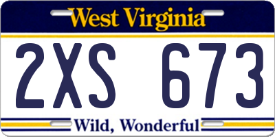WV license plate 2XS673