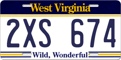 WV license plate 2XS674