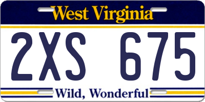 WV license plate 2XS675