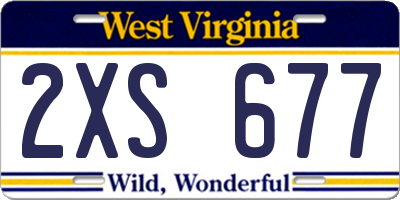 WV license plate 2XS677