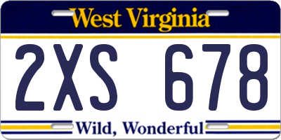 WV license plate 2XS678