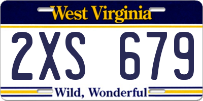 WV license plate 2XS679