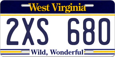 WV license plate 2XS680