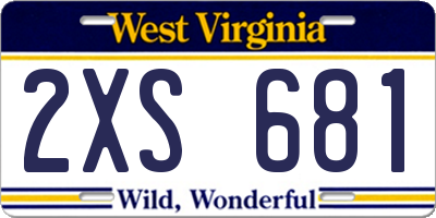 WV license plate 2XS681