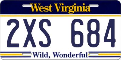 WV license plate 2XS684