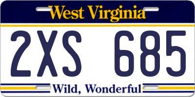 WV license plate 2XS685