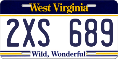WV license plate 2XS689