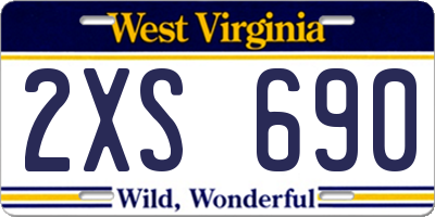 WV license plate 2XS690