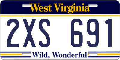 WV license plate 2XS691