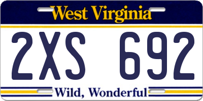 WV license plate 2XS692