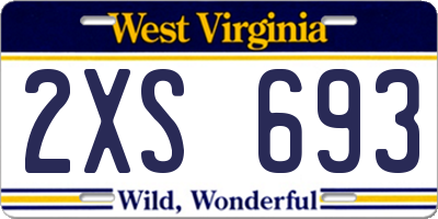 WV license plate 2XS693