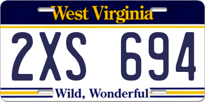 WV license plate 2XS694