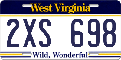 WV license plate 2XS698