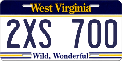WV license plate 2XS700