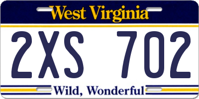 WV license plate 2XS702