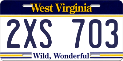 WV license plate 2XS703