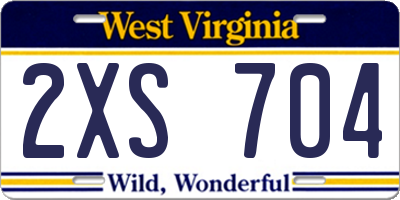 WV license plate 2XS704