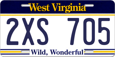 WV license plate 2XS705