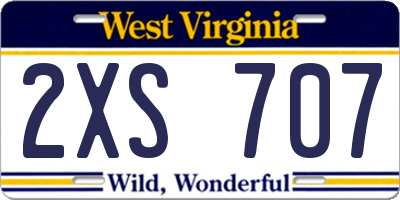 WV license plate 2XS707