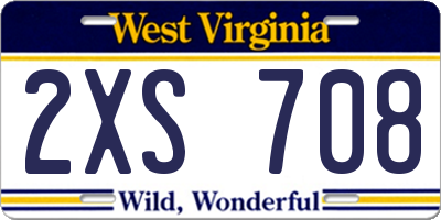 WV license plate 2XS708