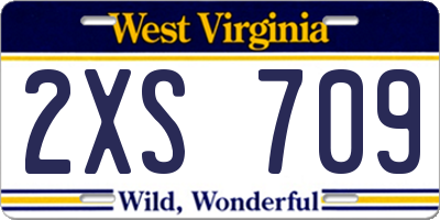 WV license plate 2XS709