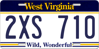 WV license plate 2XS710