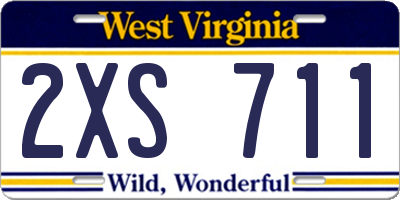 WV license plate 2XS711