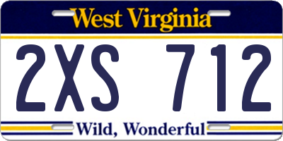 WV license plate 2XS712