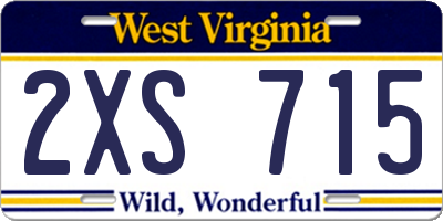 WV license plate 2XS715