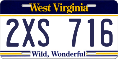 WV license plate 2XS716