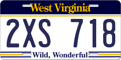 WV license plate 2XS718