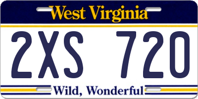 WV license plate 2XS720