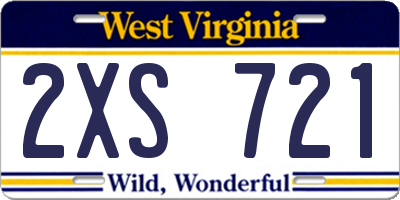 WV license plate 2XS721