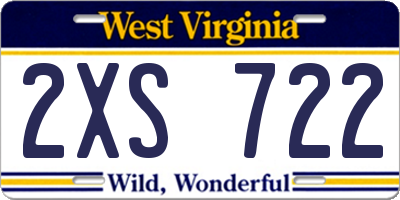 WV license plate 2XS722