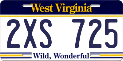 WV license plate 2XS725