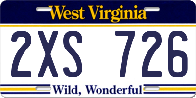 WV license plate 2XS726