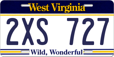 WV license plate 2XS727