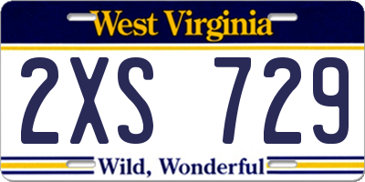 WV license plate 2XS729