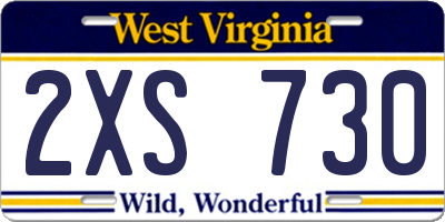 WV license plate 2XS730